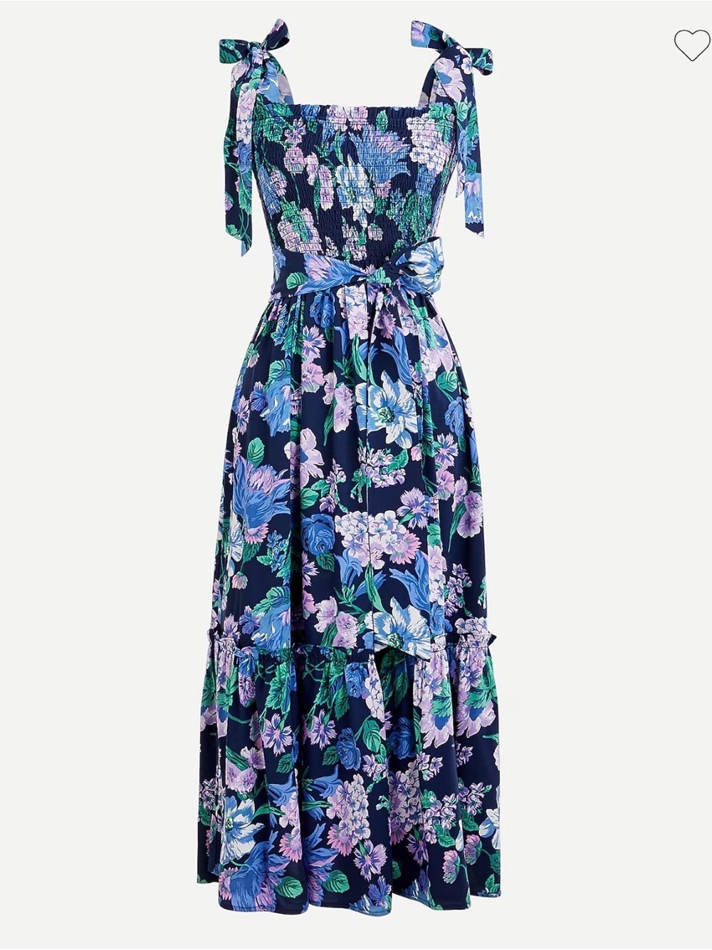J.Crew Beachwear Smocked tie-shoulder dress in retro floral Size Small